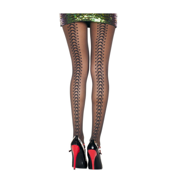 Collant noir effet petits noeuds fantaisie 